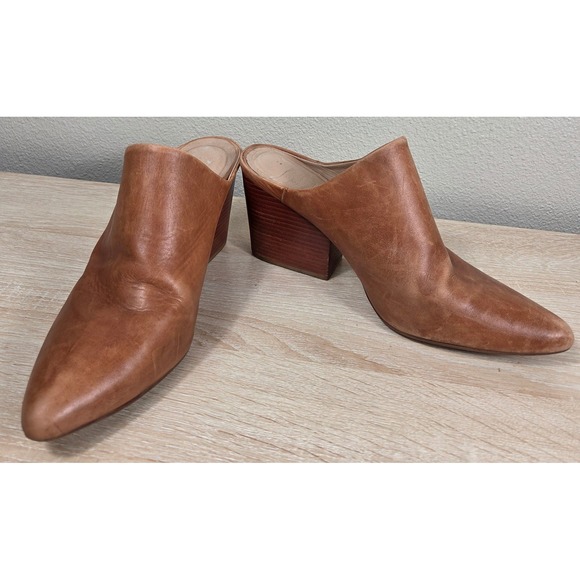 Able Shoes - ABLE Brown Leather Pointed Toe Heeled Mules Women's 10 Made in Brazil